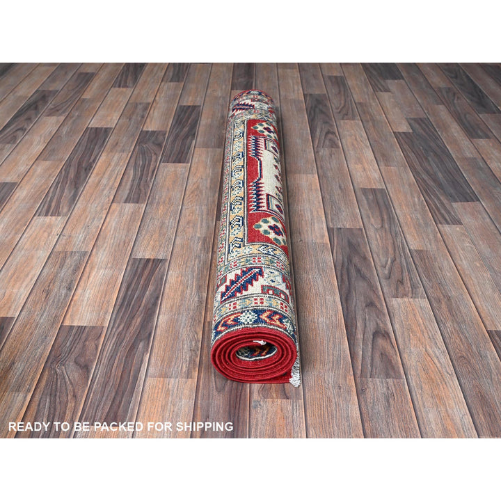 3'9" x 5'3" New Hand Knotted Red Wool Rectangle Oriental Rug - MOA102425