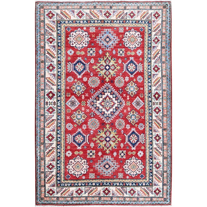 4'0" x 6'0" New Hand Knotted Red Wool Rectangle Oriental Rug - MOA102426