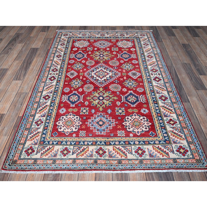 4'0" x 6'0" New Hand Knotted Red Wool Rectangle Oriental Rug - MOA102426
