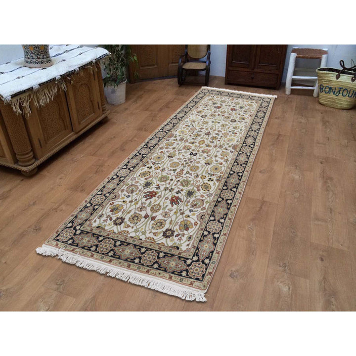 2'8" x 6'2" New Hand Knotted Ivory New Zealand Wool Runner Oriental Rug - MOA10242707