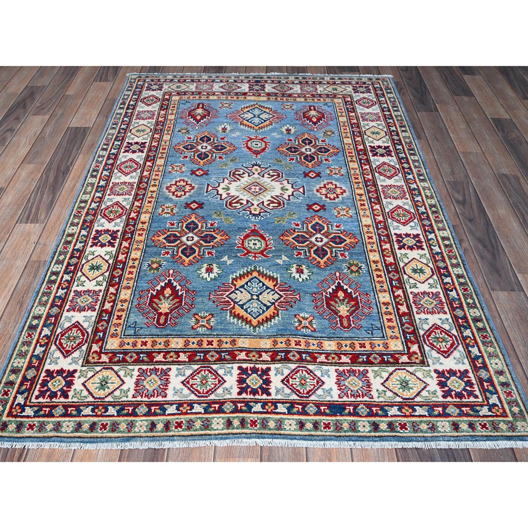 4'0" x 5'9" New Hand Knotted Blue Wool Rectangle Oriental Rug - MOA102427