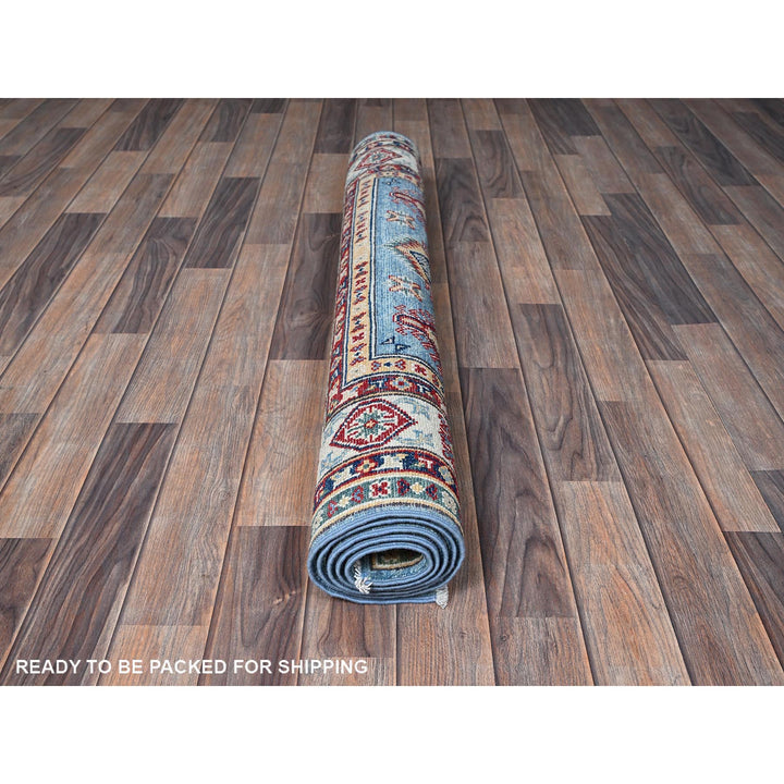 4'0" x 5'9" New Hand Knotted Blue Wool Rectangle Oriental Rug - MOA102427