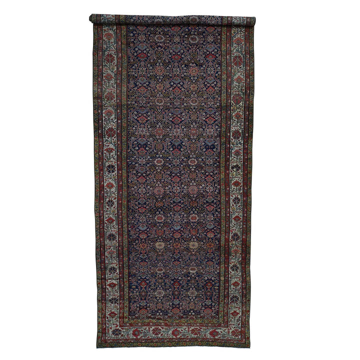 6'5" x 16'4" Vintage Hand Knotted Blue Wool Runner Oriental Rug - MOA10242867
