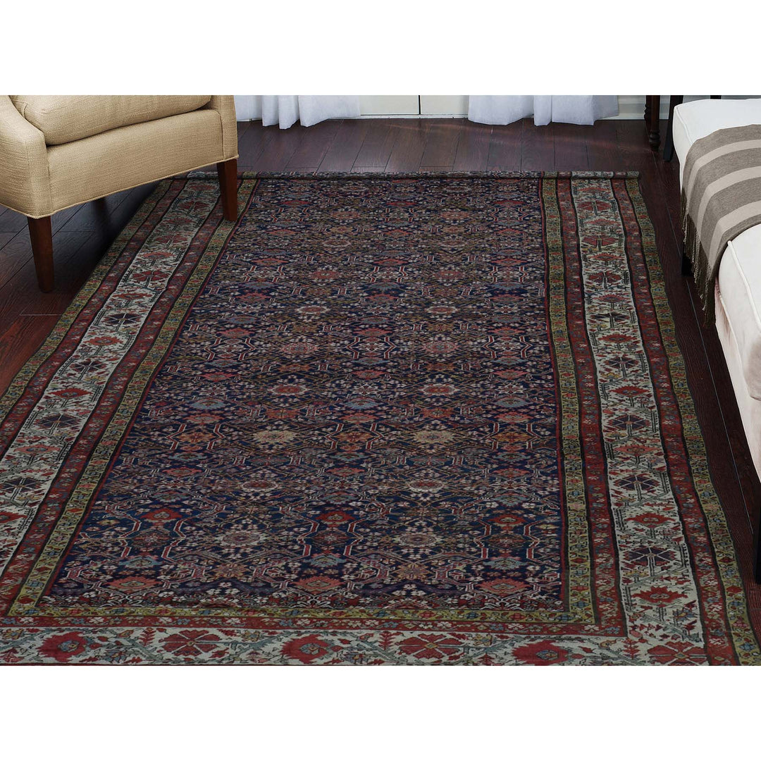 6'5" x 16'4" Vintage Hand Knotted Blue Wool Runner Oriental Rug - MOA10242867