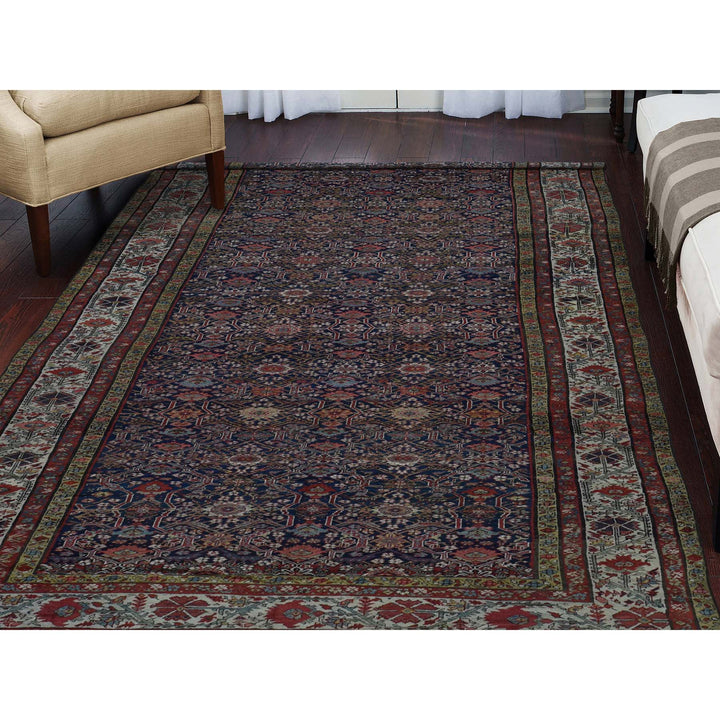 6'5" x 16'4" Vintage Hand Knotted Blue Wool Runner Oriental Rug - MOA10242867