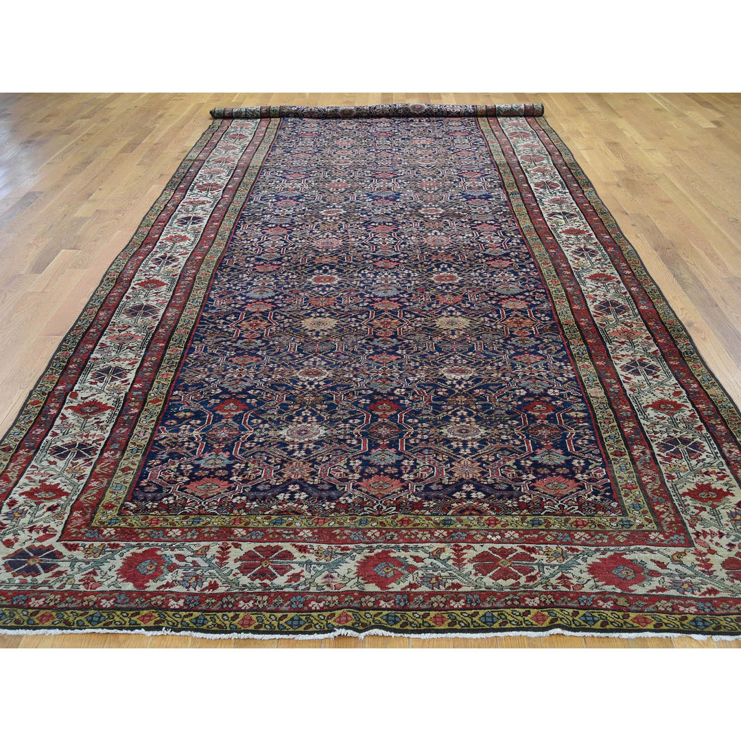 6'5" x 16'4" Vintage Hand Knotted Blue Wool Runner Oriental Rug - MOA10242867