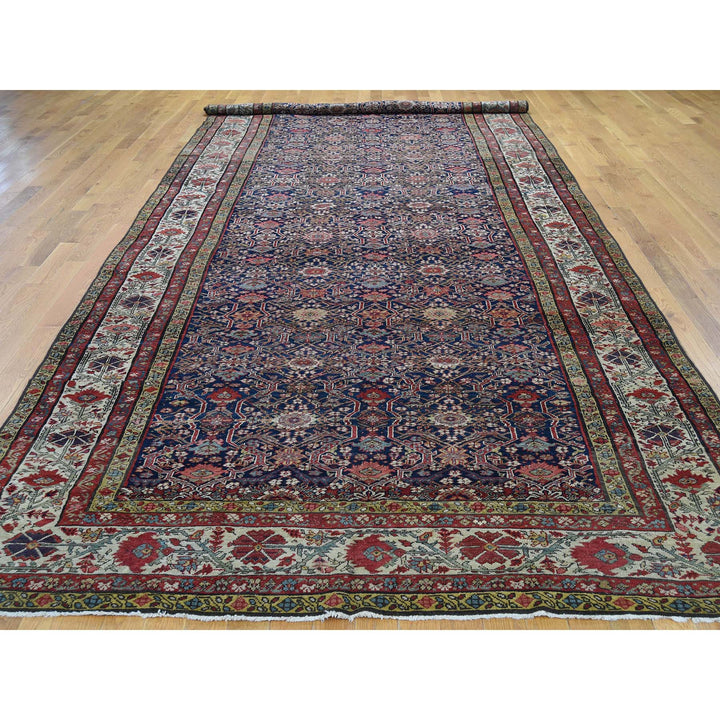 6'5" x 16'4" Vintage Hand Knotted Blue Wool Runner Oriental Rug - MOA10242867