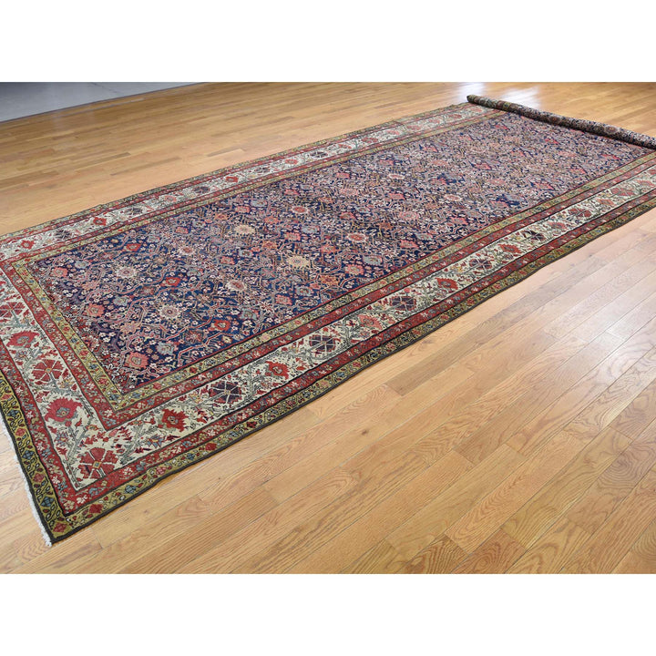 6'5" x 16'4" Vintage Hand Knotted Blue Wool Runner Oriental Rug - MOA10242867