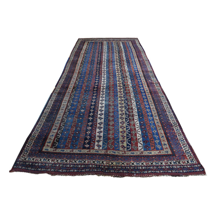 4'10" x 11'8" Vintage Hand Knotted Blue Wool Rectangle Oriental Rug - MOA10243138