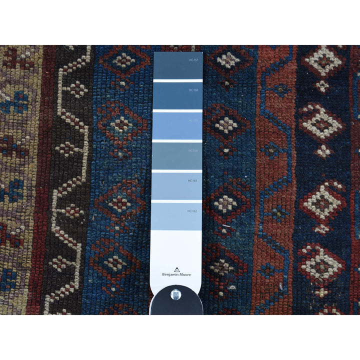 4'10" x 11'8" Vintage Hand Knotted Blue Wool Rectangle Oriental Rug - MOA10243138