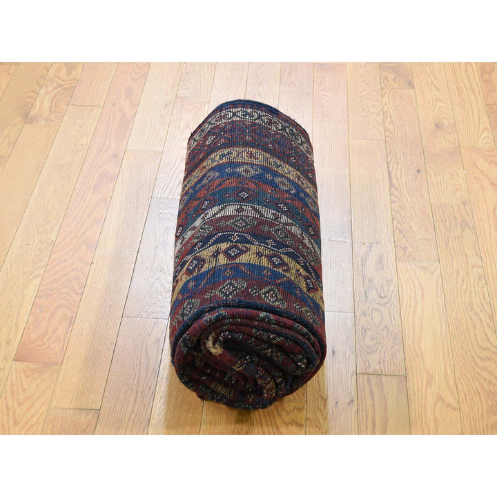 4'10" x 11'8" Vintage Hand Knotted Blue Wool Rectangle Oriental Rug - MOA10243138