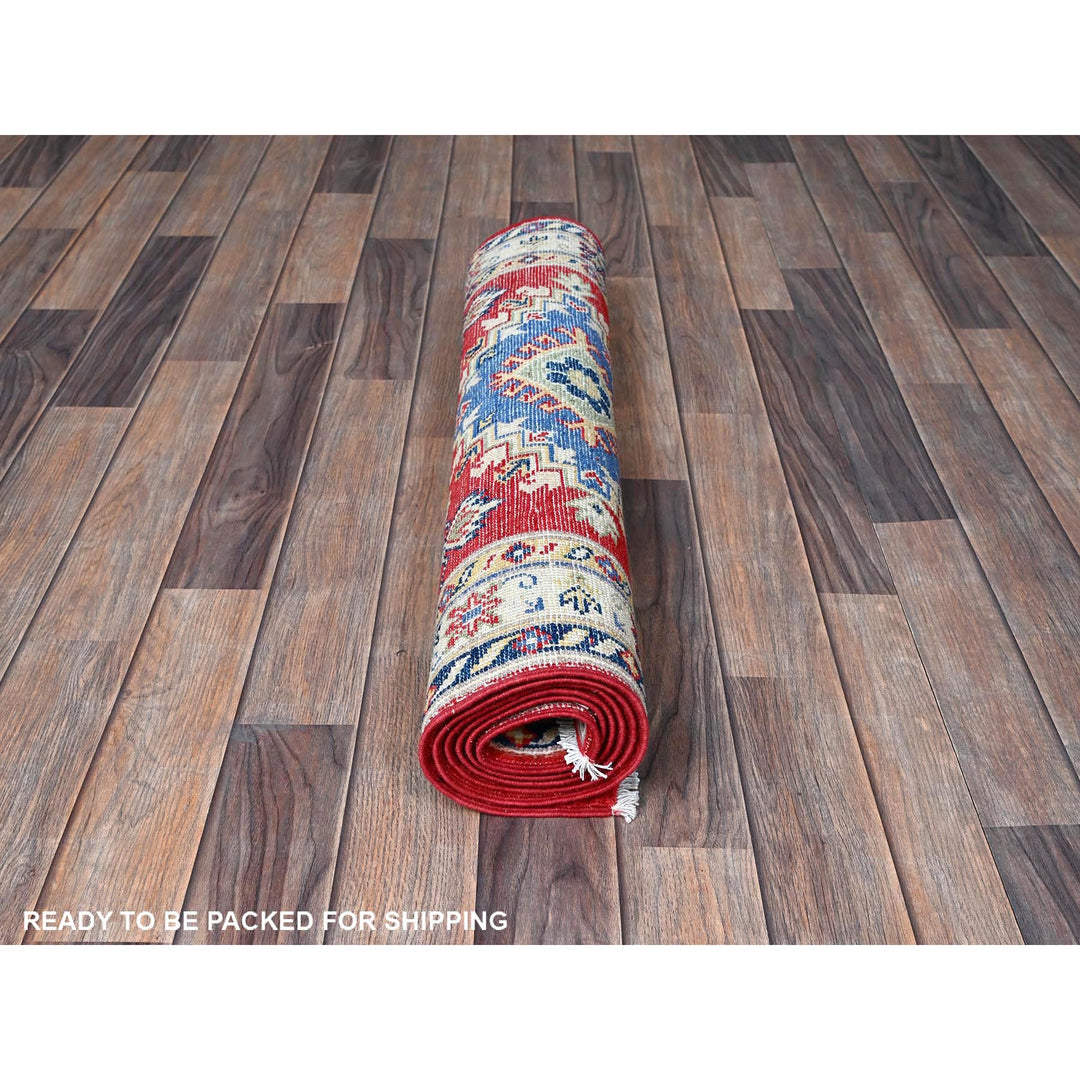 2'9" x 6'6" New Hand Knotted Red Wool Runner Oriental Rug - MOA102432