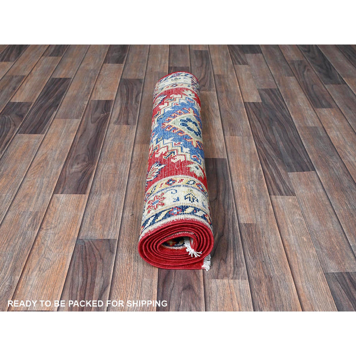 2'9" x 6'6" New Hand Knotted Red Wool Runner Oriental Rug - MOA102432