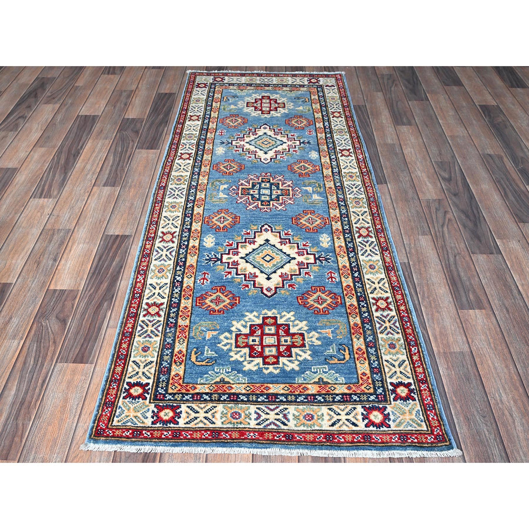 2'6" x 6'2" New Hand Knotted Blue Wool Runner Oriental Rug - MOA102435