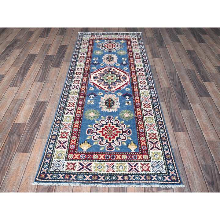 2'7" x 6'7" New Hand Knotted Blue Wool Runner Oriental Rug - MOA102437