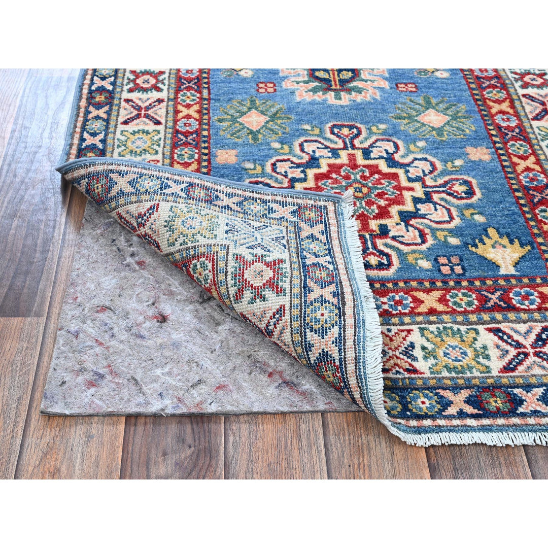 2'7" x 6'4" New Hand Knotted Blue Wool Runner Oriental Rug - MOA102438