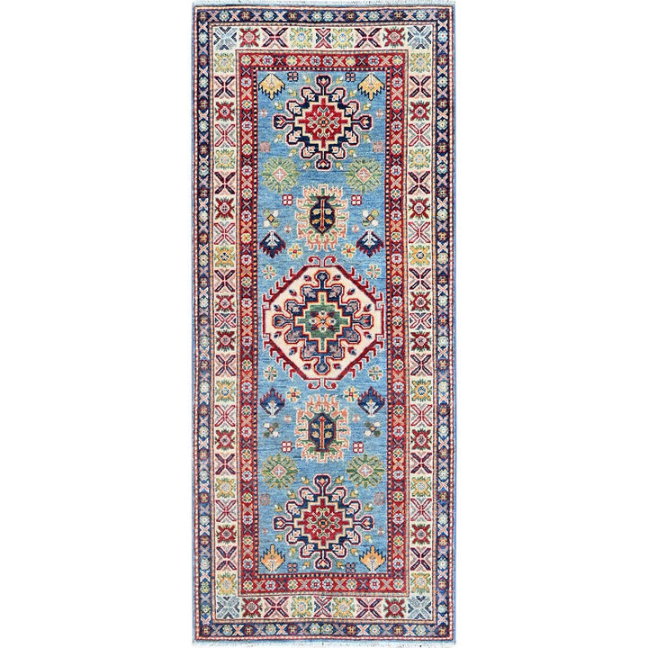 2'8" x 6'6" New Hand Knotted Blue Wool Runner Oriental Rug - MOA102440