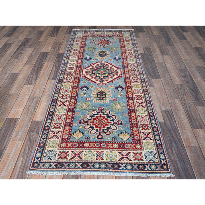 2'8" x 6'6" New Hand Knotted Blue Wool Runner Oriental Rug - MOA102440