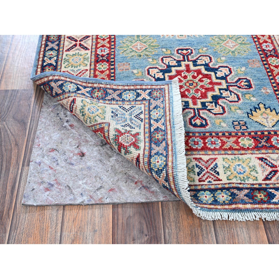 2'8" x 6'6" New Hand Knotted Blue Wool Runner Oriental Rug - MOA102440
