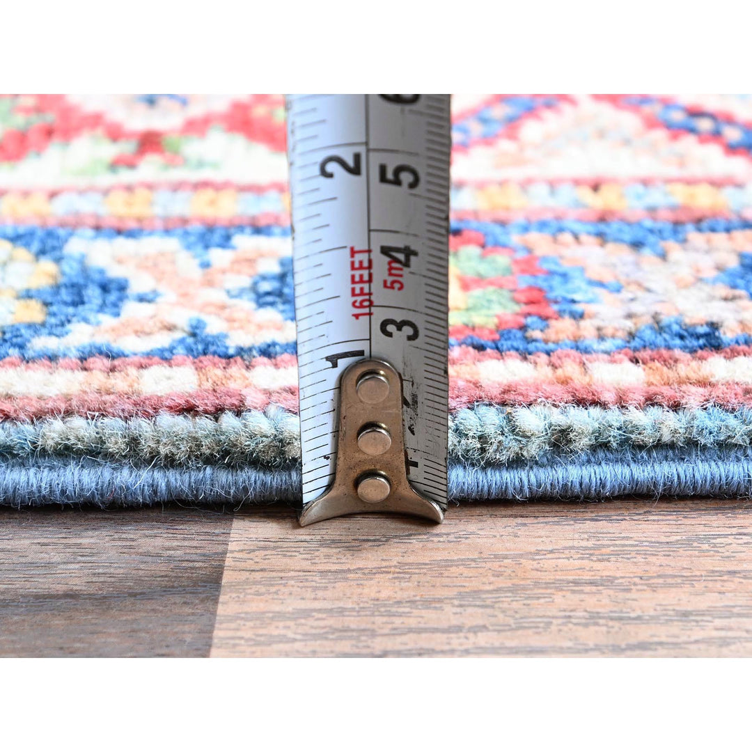 2'8" x 6'6" New Hand Knotted Blue Wool Runner Oriental Rug - MOA102440