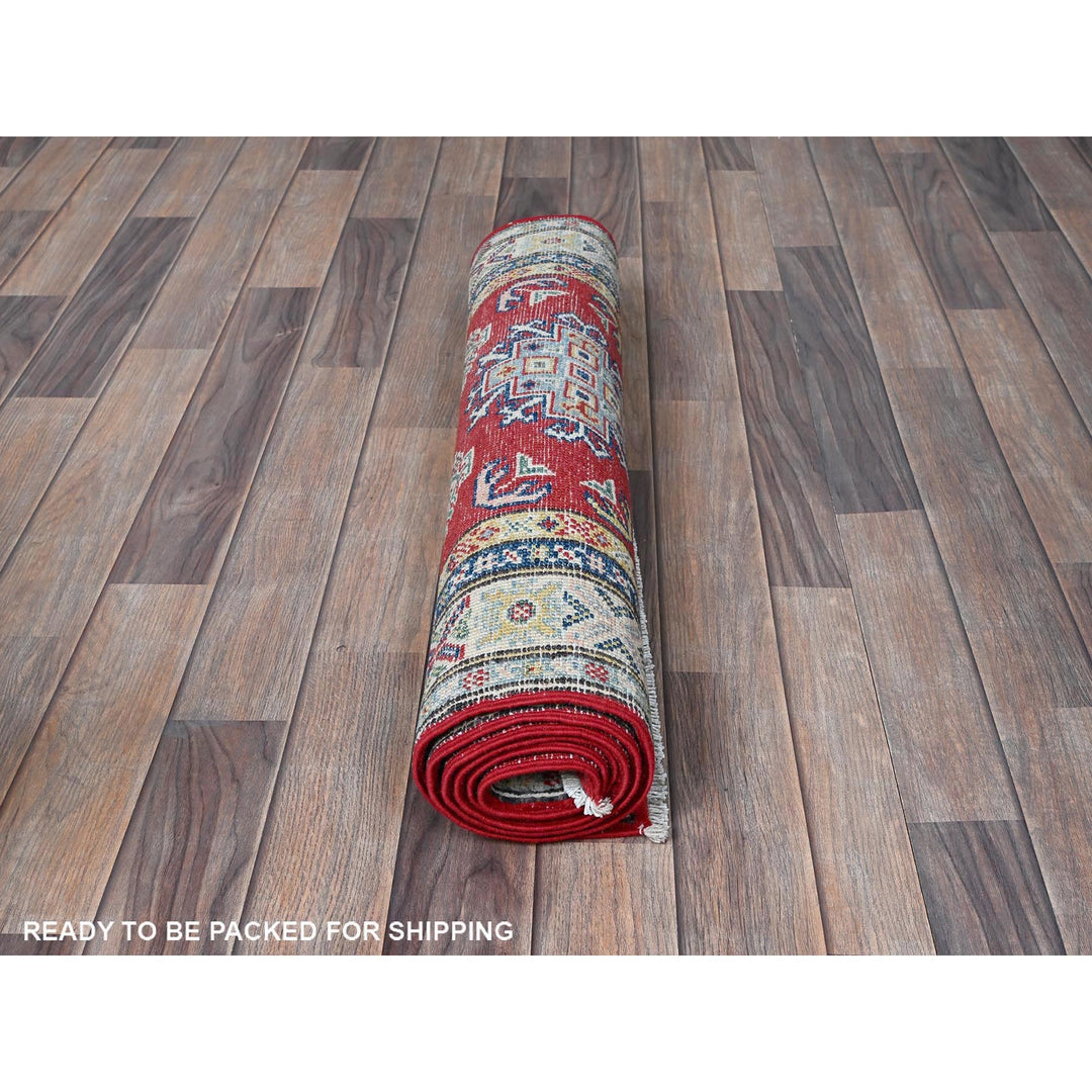 2'7" x 6'7" New Hand Knotted Red Wool Runner Oriental Rug - MOA102441