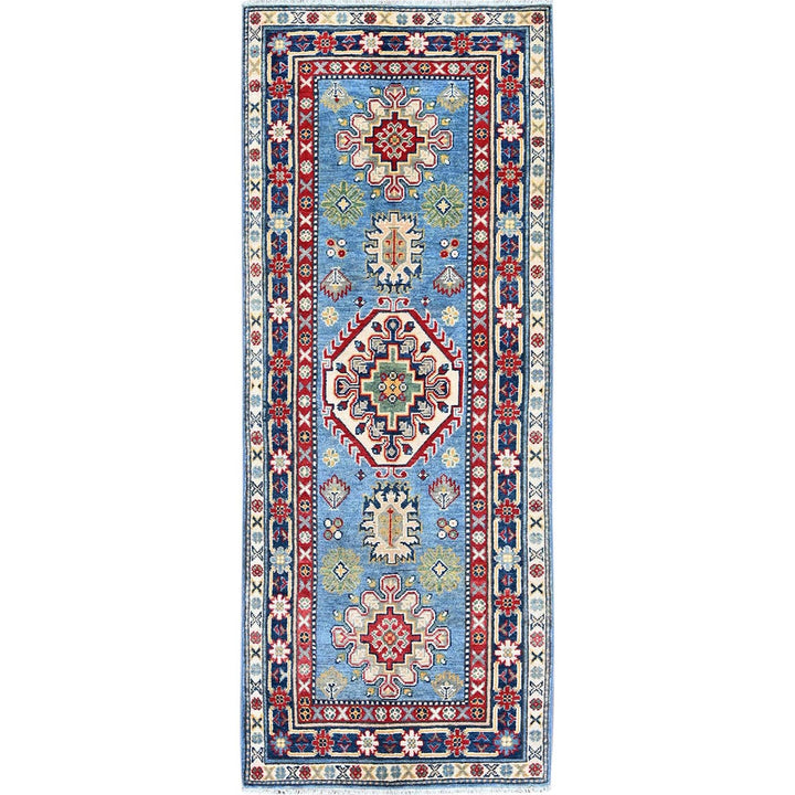 2'7" x 6'7" New Hand Knotted Blue Wool Runner Oriental Rug - MOA102442