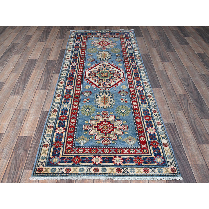 2'7" x 6'7" New Hand Knotted Blue Wool Runner Oriental Rug - MOA102442