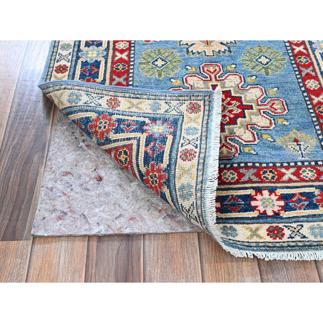 2'7" x 6'7" New Hand Knotted Blue Wool Runner Oriental Rug - MOA102442
