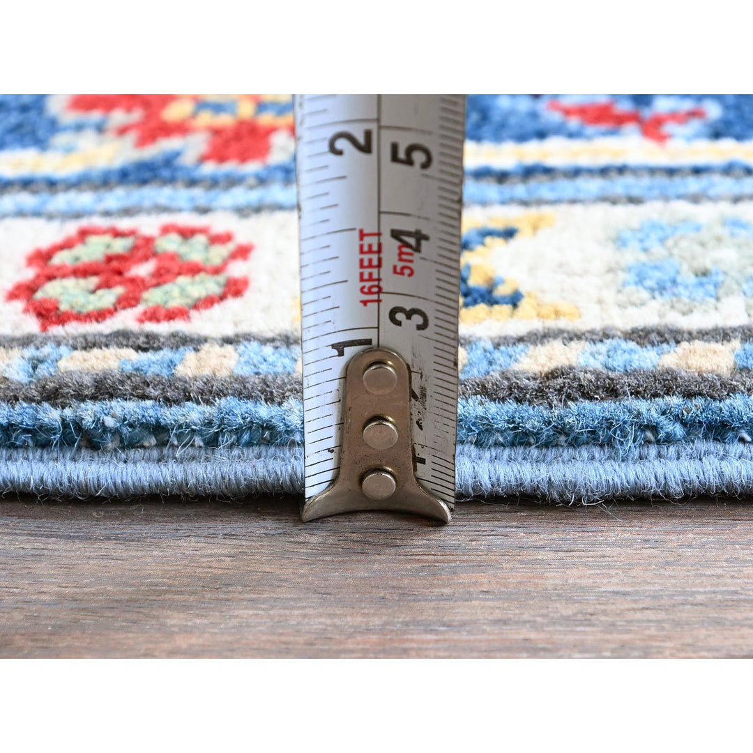 2'7" x 6'7" New Hand Knotted Blue Wool Runner Oriental Rug - MOA102442