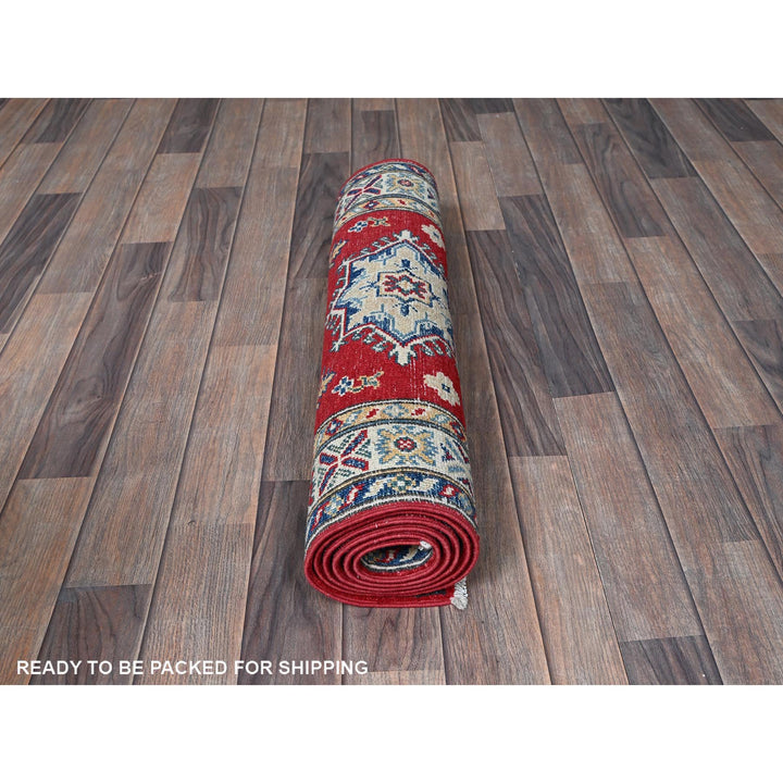 2'7" x 6'5" New Hand Knotted Red Wool Runner Oriental Rug - MOA102443