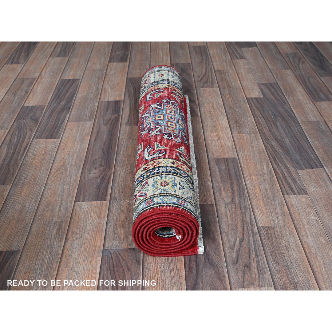 2'8" x 6'4" New Hand Knotted Red Wool Runner Oriental Rug - MOA102444
