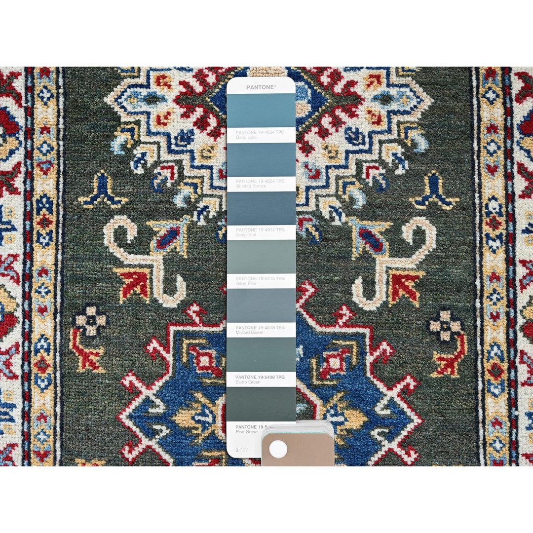 2'8" x 6'5" New Hand Knotted Green Wool Runner Oriental Rug - MOA102445