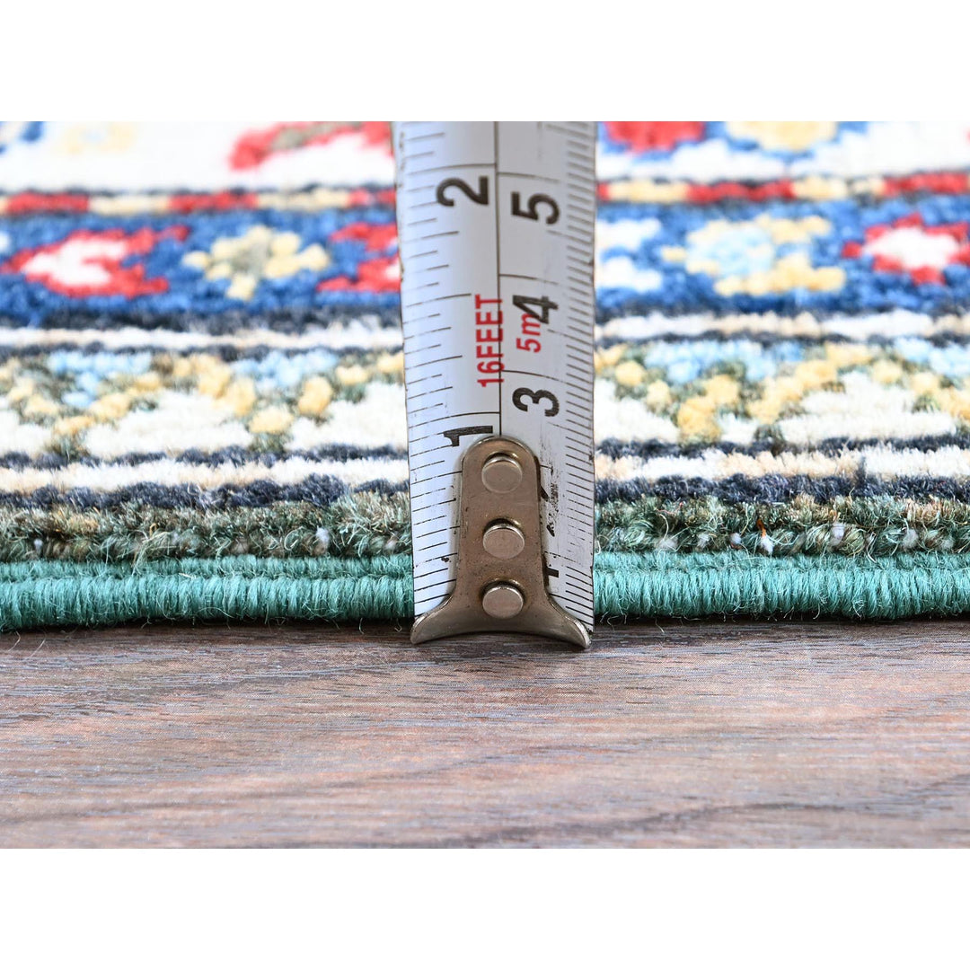 2'8" x 6'5" New Hand Knotted Green Wool Runner Oriental Rug - MOA102445
