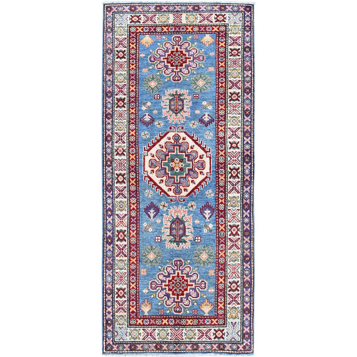 2'8" x 6'4" New Hand Knotted Blue Wool Runner Oriental Rug - MOA102446