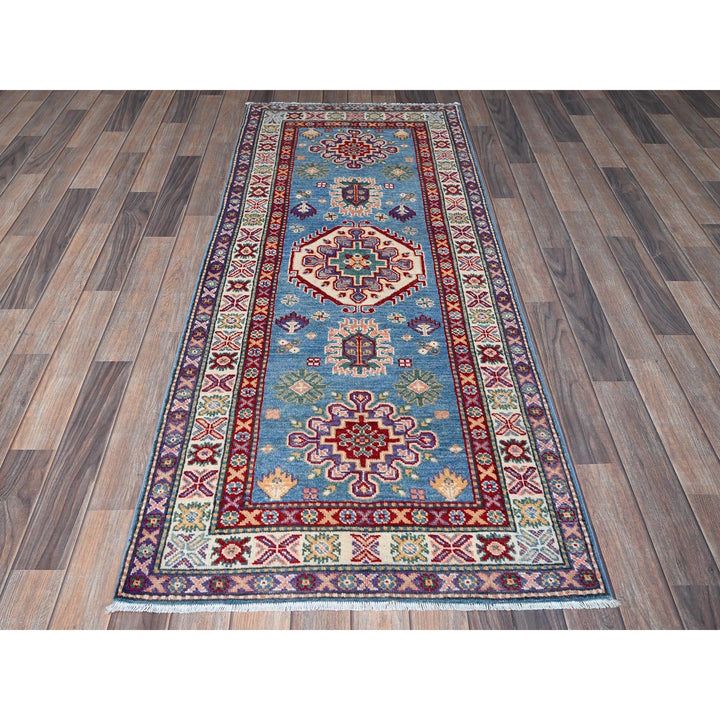 2'8" x 6'4" New Hand Knotted Blue Wool Runner Oriental Rug - MOA102446