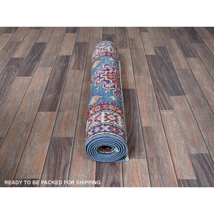 2'8" x 6'4" New Hand Knotted Blue Wool Runner Oriental Rug - MOA102446