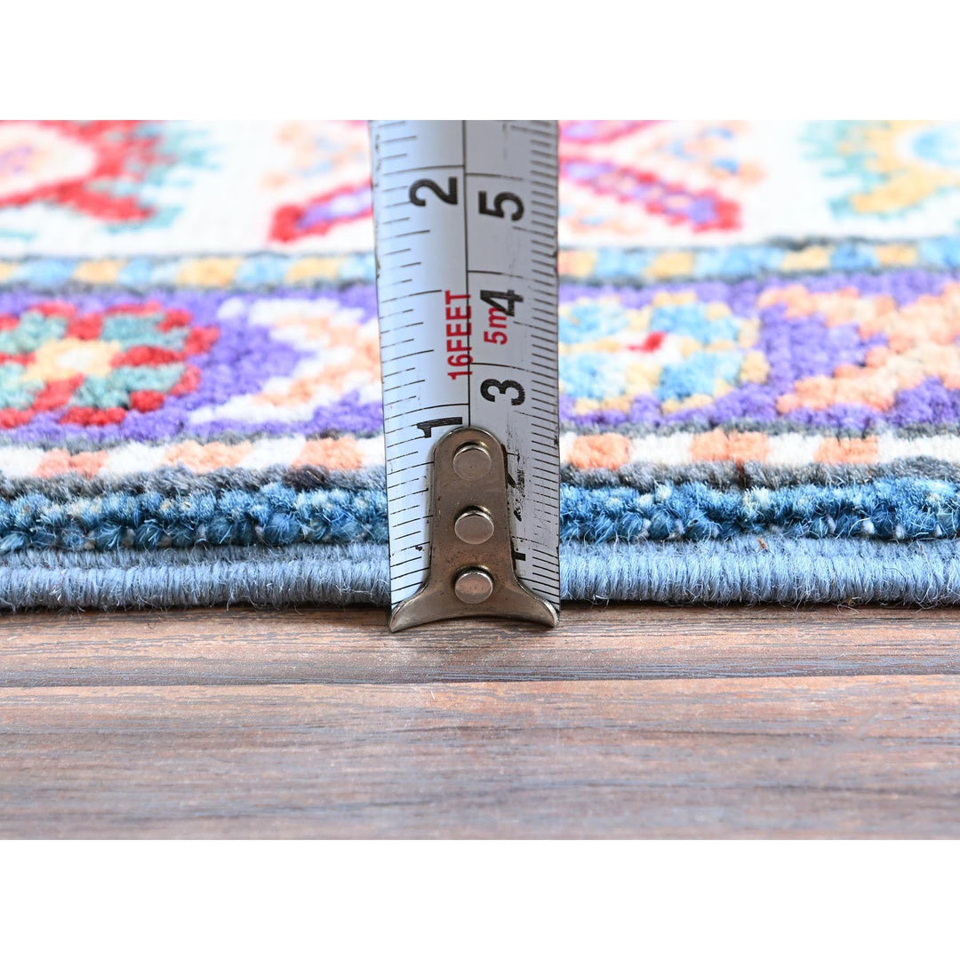 2'8" x 6'4" New Hand Knotted Blue Wool Runner Oriental Rug - MOA102446