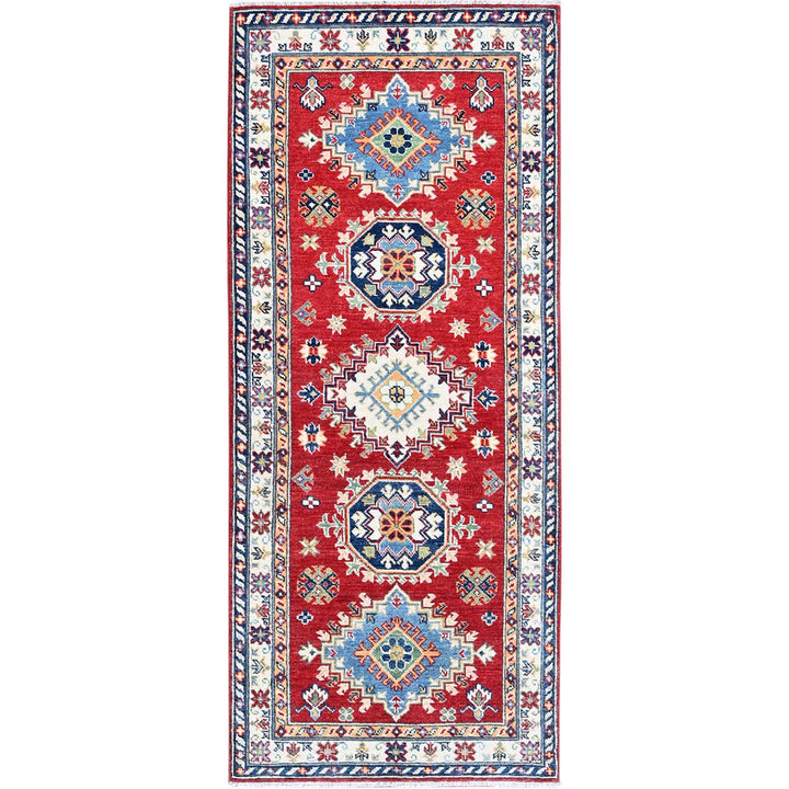 2'9" x 6'7" New Hand Knotted Red Wool Runner Oriental Rug - MOA102447