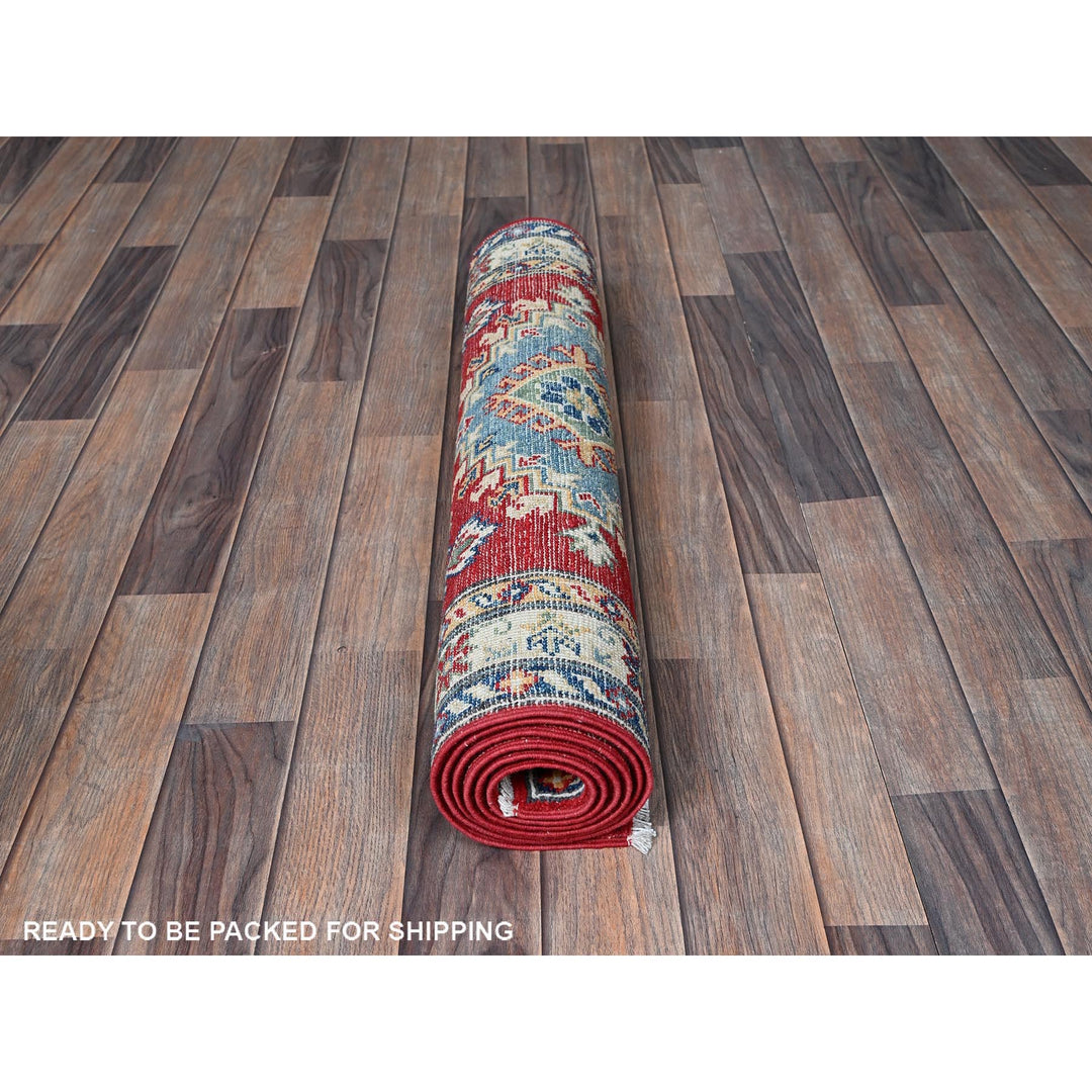 2'9" x 6'7" New Hand Knotted Red Wool Runner Oriental Rug - MOA102447