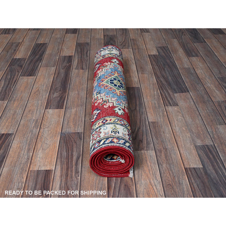 2'9" x 6'6" New Hand Knotted Red Wool Runner Oriental Rug - MOA102448