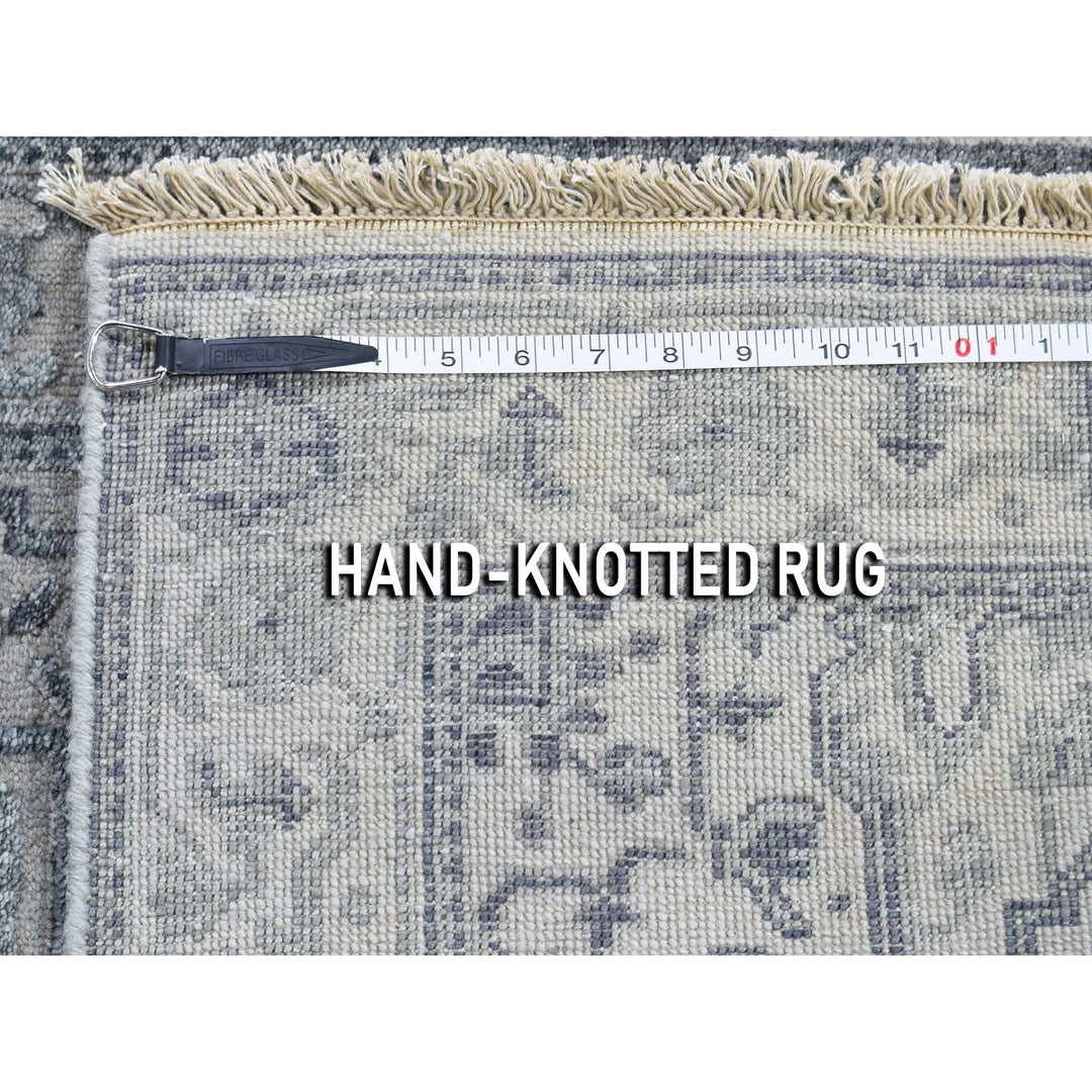 2'6" x 6'0" New Hand Knotted Grey Wool & Silk Runner Oriental Rug - MOA10244900