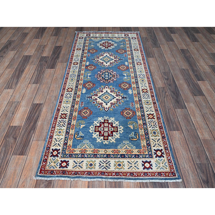 2'8" x 6'6" New Hand Knotted Blue Wool Runner Oriental Rug - MOA102449