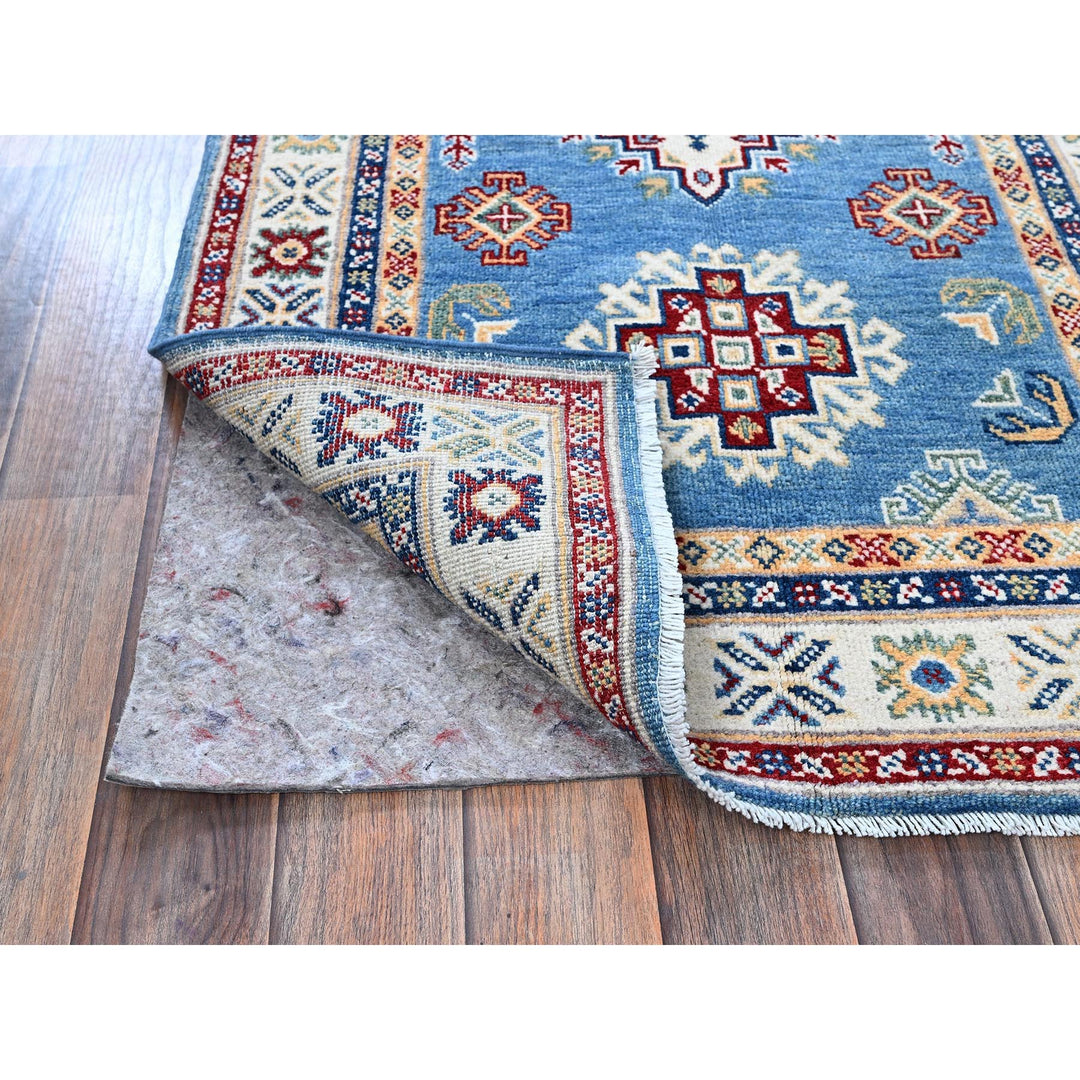 2'8" x 6'6" New Hand Knotted Blue Wool Runner Oriental Rug - MOA102449