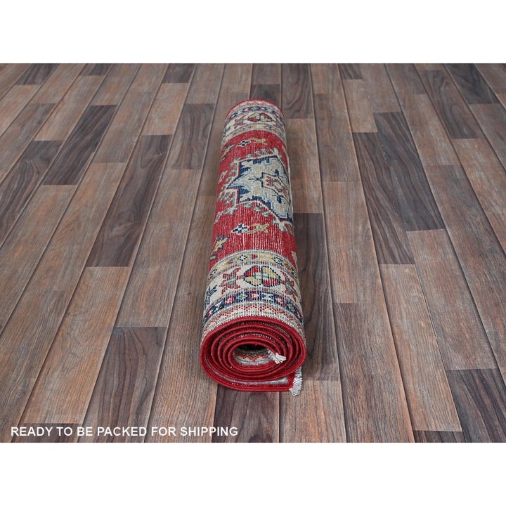 2'8" x 6'5" New Hand Knotted Red Wool Runner Oriental Rug - MOA102450
