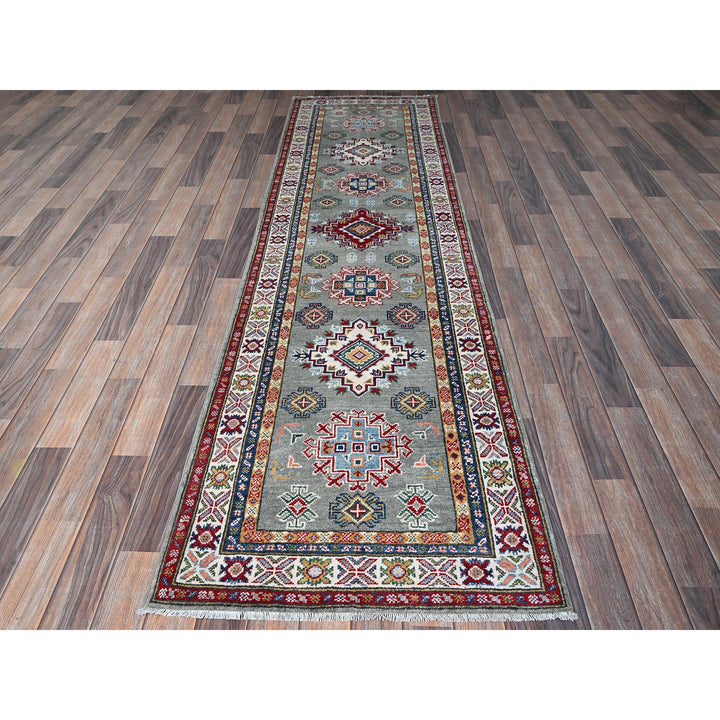 2'7" x 9'3" New Hand Knotted Green Wool Runner Oriental Rug - MOA102454