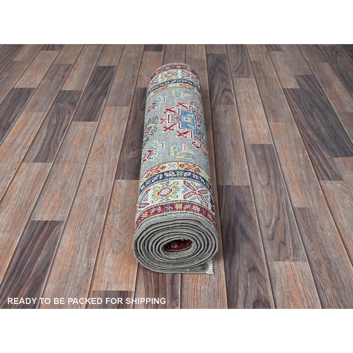 2'7" x 9'3" New Hand Knotted Green Wool Runner Oriental Rug - MOA102454