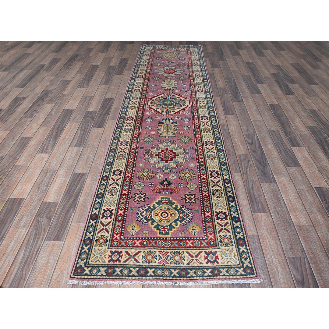 2'7" x 10'1" New Hand Knotted Pink Wool Runner Oriental Rug - MOA102455