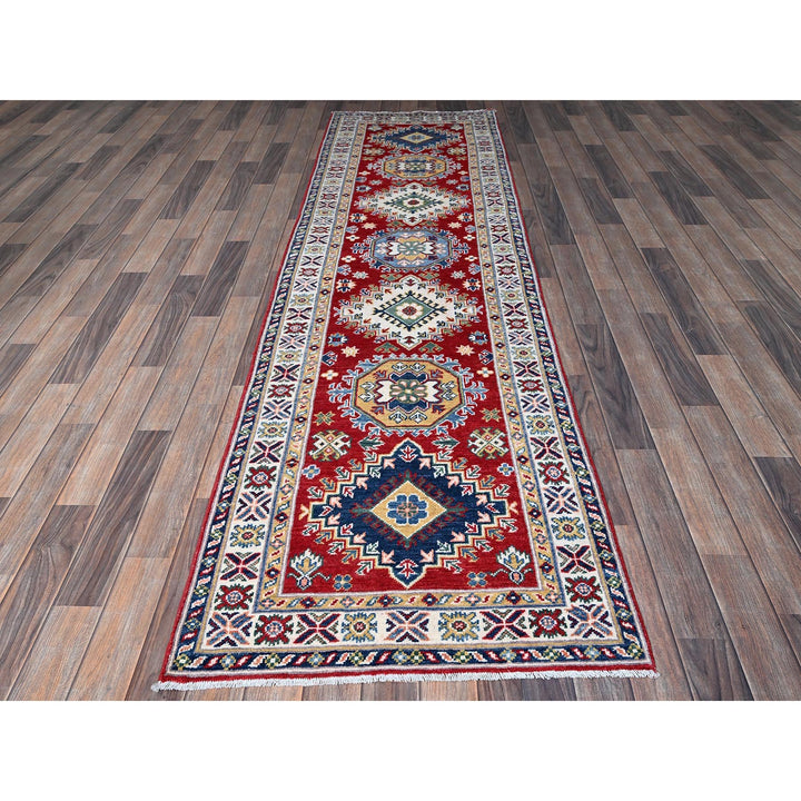 2'9" x 9'8" New Hand Knotted Red Wool Runner Oriental Rug - MOA102456