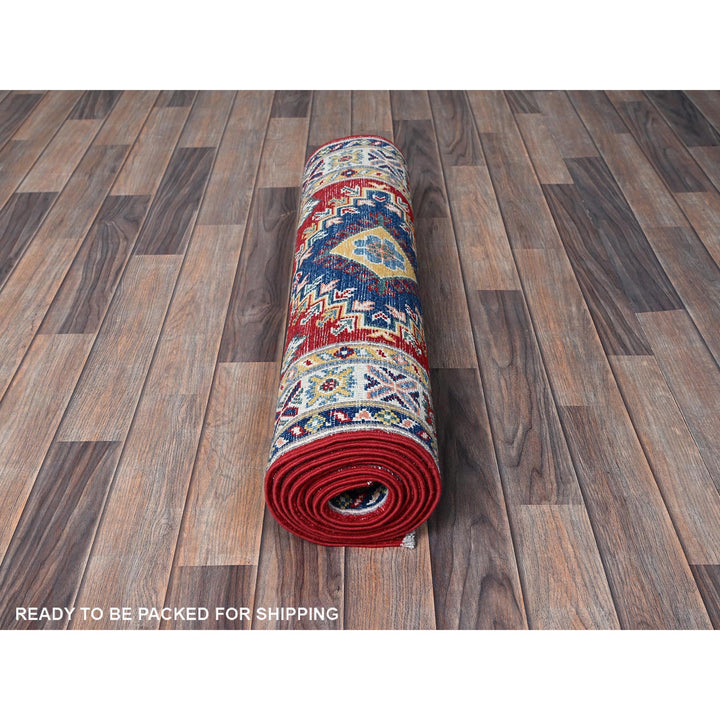 2'9" x 9'8" New Hand Knotted Red Wool Runner Oriental Rug - MOA102456