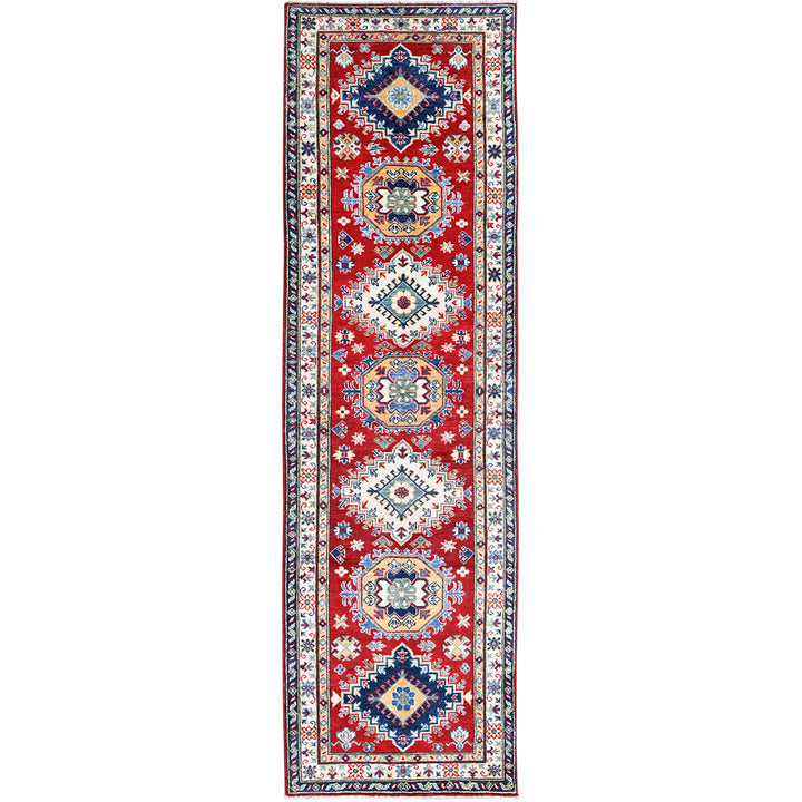 2'10" x 9'7" New Hand Knotted Red Wool Runner Oriental Rug - MOA102457